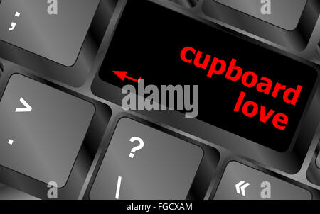 cupboard love words showing romance and love on keyboard keys Stock Photo
