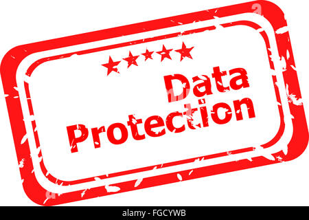 data protection red rubber stamp over a white background Stock Photo