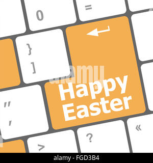happy easter text button on keyboard keys Stock Photo