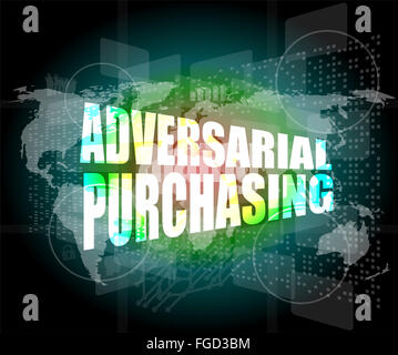 Backgrounds touch screen with adversarial purchasing words Stock Photo