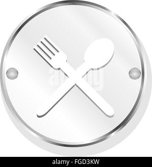 web buttons food icon: spoon and fork sign Stock Photo