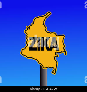 Zika virus warning Colombia map sign on blue illustration Stock Photo