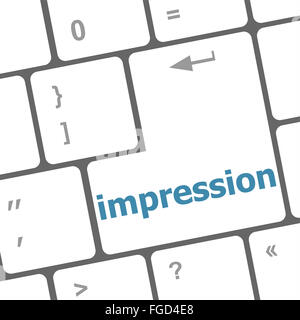 impression word on computer pc keyboard key Stock Photo