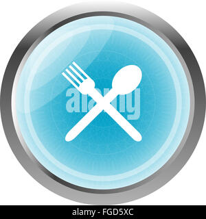 web buttons food icon: spoon and fork sign Stock Photo