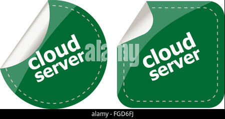 Cloud server computing concept, stickers label tag Stock Photo