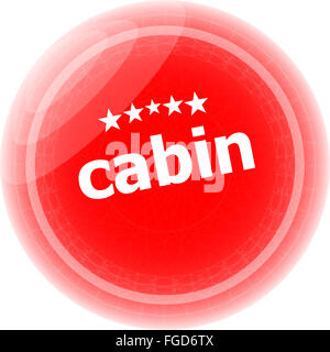 cabin word stickers red button, web icon button Stock Photo