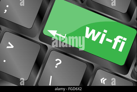 wi-fi button on computer keyboard Stock Photo