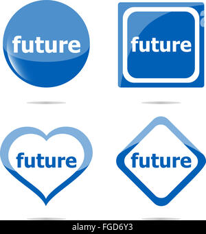 future stickers set isolated on white, icon button Stock Photo