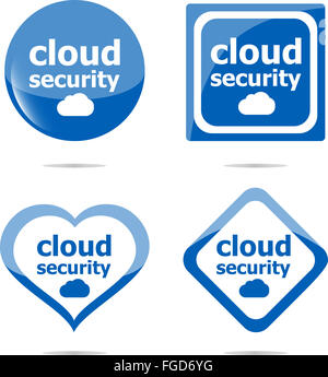 cloud security black stickers label tag set Stock Photo