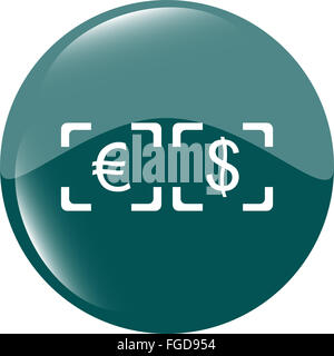 Currency exchange sign icon. Currency converter symbol. Money label. shiny button. Modern UI website button Stock Photo