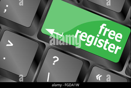 free register computer key showing internet login Stock Photo