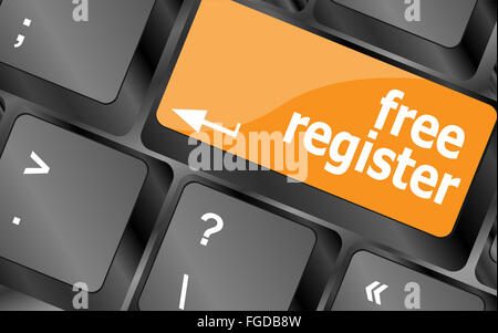 free register computer key showing internet login Stock Photo