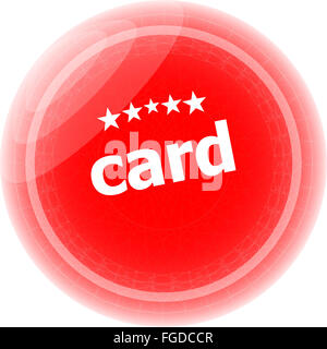 card word stickers red button, web icon button Stock Photo