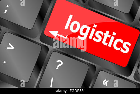 logistics words on laptop keyboard, business concept Stock Photo