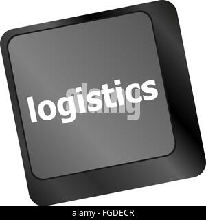 logistics words on laptop keyboard, business concept Stock Photo