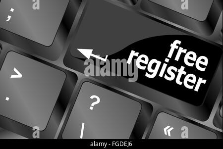 free register computer key showing internet login Stock Photo