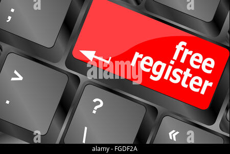 free register computer key showing internet login Stock Photo