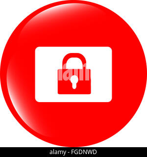 closed padlock icon web sign isolated on white Stock Photo