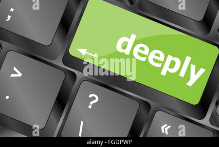 deeply word on keyboard key, notebook computer button Stock Photo