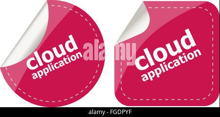 cloud application stickers label tag set isolated Stock Photo