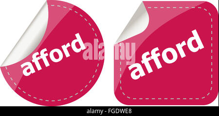 afford word stickers set, icon button isolated on white Stock Photo