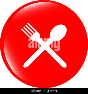 web buttons food icon: spoon and fork restaurant banner Stock Photo