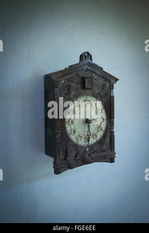 Antique cuckoo clock on wall Stock Photo