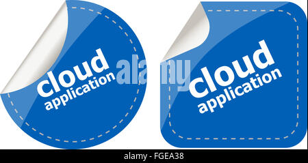 cloud application stickers label tag set isolated Stock Photo