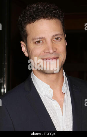 Opening night of Noises Off at the American Airlines Theatre - Arrivals.  Featuring: Justin Guarini Where: New York, New York, United States When: 14 Jan 2016 Stock Photo