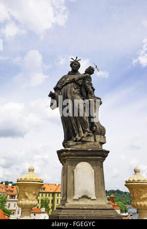 St. Anthony of Padua statue on the Charles Bridge in Prague Stock Photo