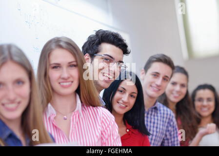 happy teens group in school Stock Photo