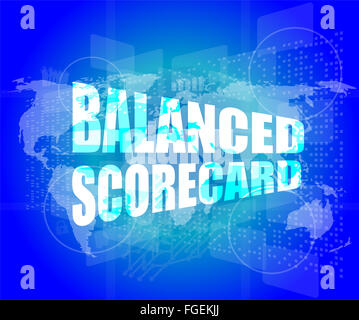 words balanced scorecard on digital screen, business concept Stock Photo