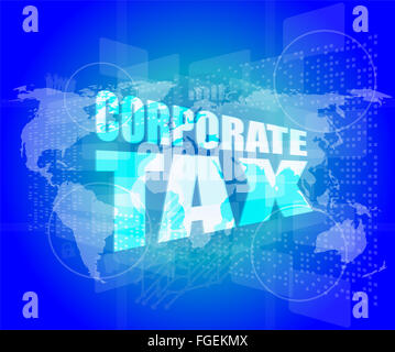 corporate tax word on business digital screen Stock Photo