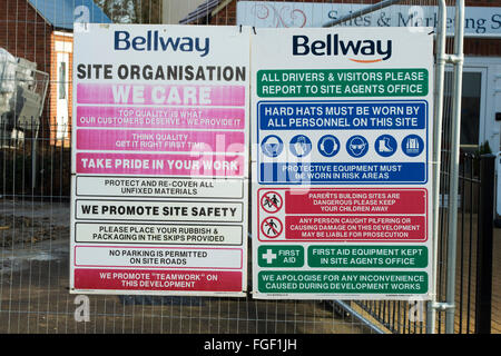 Health and Safety signs on the perimeter of Davidsons Housing ...