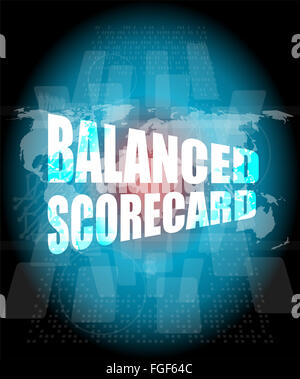 words balanced scorecard on digital screen, business concept Stock Photo