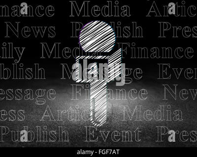 News concept: Microphone in grunge dark room Stock Photo