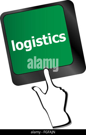 logistics words on laptop keyboard, business concept vector Stock Photo