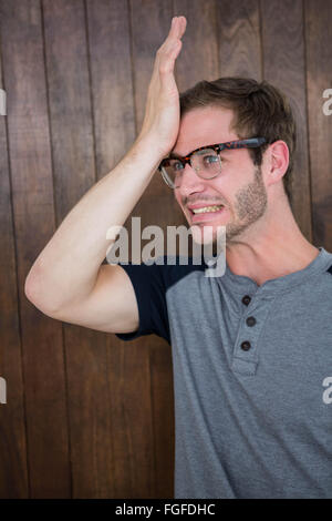 Handsome hipster wearing nerd glasses Stock Photo