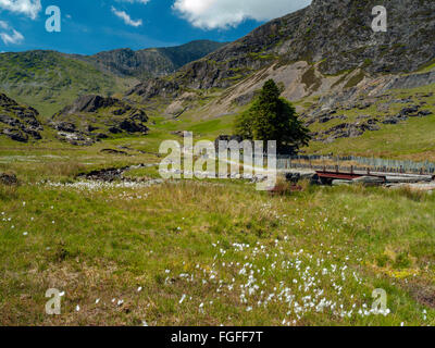 The 8 mile long Watkin path from the Nantgwynant car park to Snowdon summit passes through spectacular mountain scenery. Stock Photo