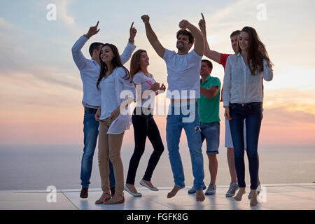 party people  on sunset Stock Photo