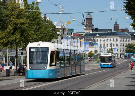 Tram on Kungsportsavenyen, Gothenburg, West Gothland, Sweden, Scandinavia, Europe Stock Photo