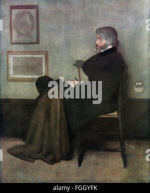 Thomas Carlyle, 1795 – 1881.  Scottish philosopher, satirical writer, essayist, historian and teacher. After the painting by James McNeill Whistler. Stock Photo