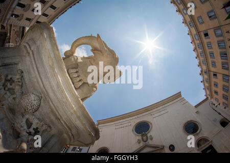 Low-angle and fisheye view of the Obelisk  in Piazza della Rotonda. Rome Stock Photo