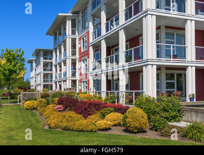 Modern apartment buildings in Richmond, British Columbia, Canada. Stock Photo