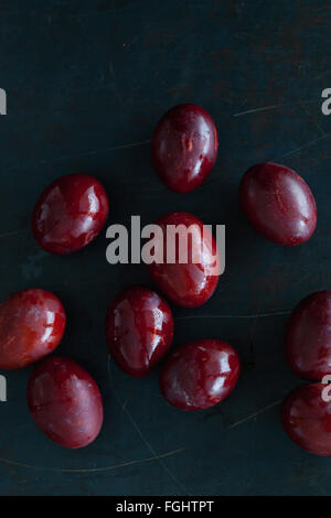 Naturally dyed Easter eggs using onion skins Stock Photo