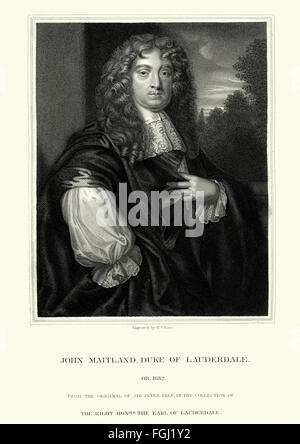 Portrait of John Maitland, 1st Duke of Lauderdale 1616 to 1682, a Scottish politician, and leader within the Cabal Ministry. Stock Photo