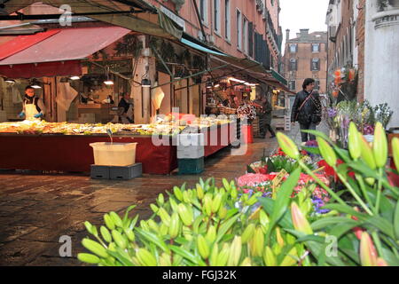 Rialto Market, San Polo, Venice, Veneto, Italy, Adriatic Sea, Europe Stock Photo