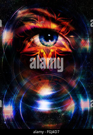 Goddess Woman with ornamental mandala in Cosmic space. Cosmic Space ...