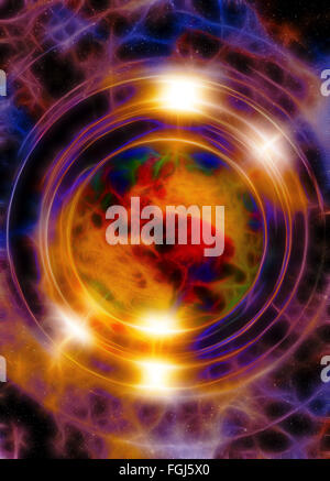 Light circle and cosmic space. Color abstract background Stock Photo