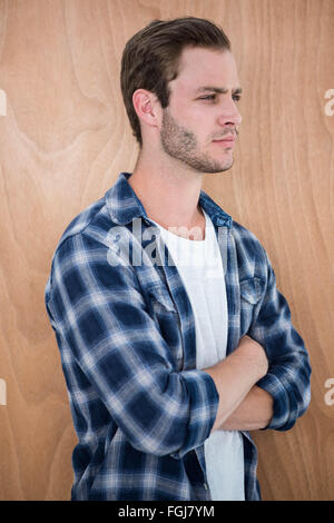 Handsome hipster with arms crossed Stock Photo